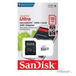 Cartão de Memória Micro SD Sandisk 16GB + Adaptador